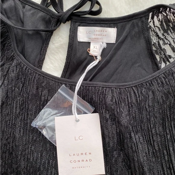 LAUREN CONRAD MATERNITY Black Lace Open-Shoulder Top NWT | Size XL - Picture 12 of 14